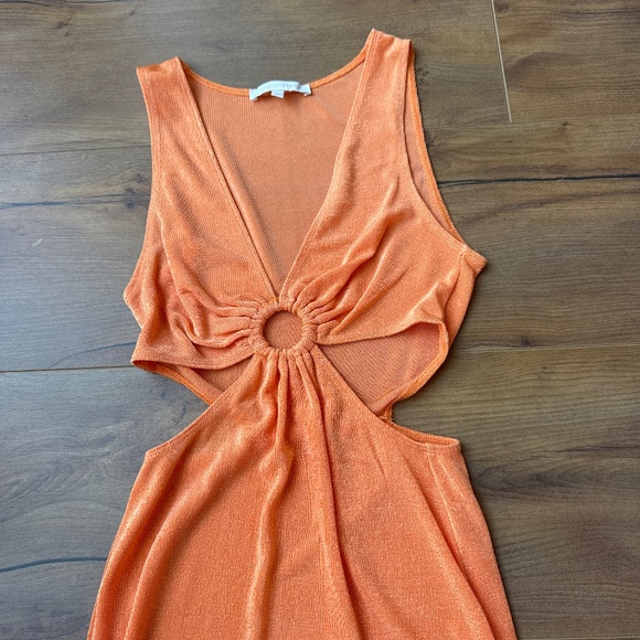 Olivaceous Dresses & Skirts - Orange cut out mini dress